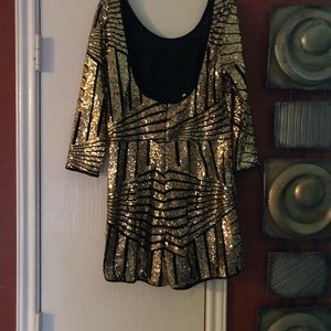 Black and Gold sequin shorts romper